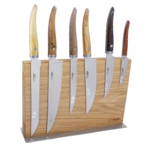 Magnetic Kitchen Knives Block Gourmet Laguiole en Aubrac with Mixed Wood Handles