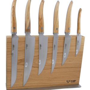 Magnetic Kitchen Knives Block Gourmet Laguiole en Aubrac with Olivewood Handles