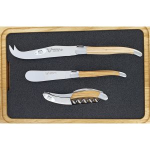 Cheese and Wine Server Laguiole en Aubrac Olivewood (3 pièces)