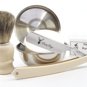 Complete Kit Thiers Issard White Acrylic Straight Razor (8 pieces)