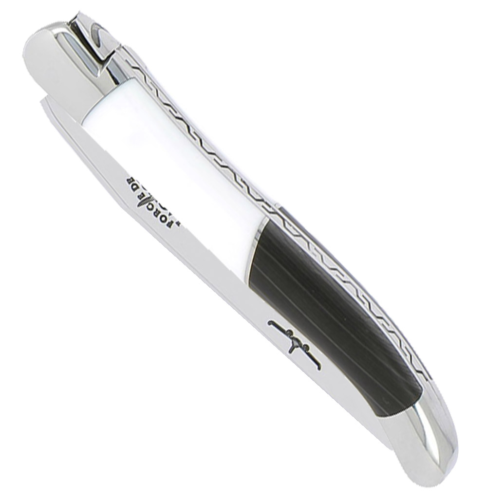 Couteau Forge de Laguiole Airbus A350XWB Manche Acrylique Blanc et Carbone 2 Mitres Inox Brillant 11cm
