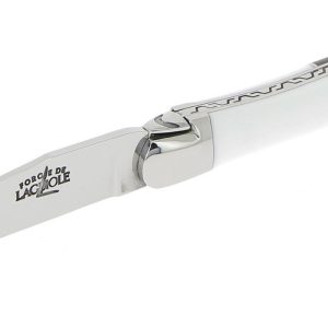 Couteau Forge de Laguiole Airbus A350XWB Manche Acrylique Blanc et Carbone 2 Mitres Inox Brillant 11cm