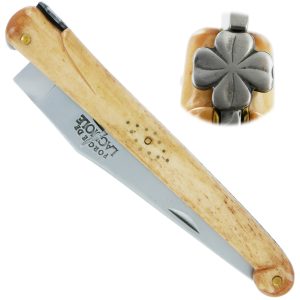 Couteau Forge de Laguiole Couteau de la Chance Manche en Os Vieilli Plein Manche 1 Pièce 12 cm