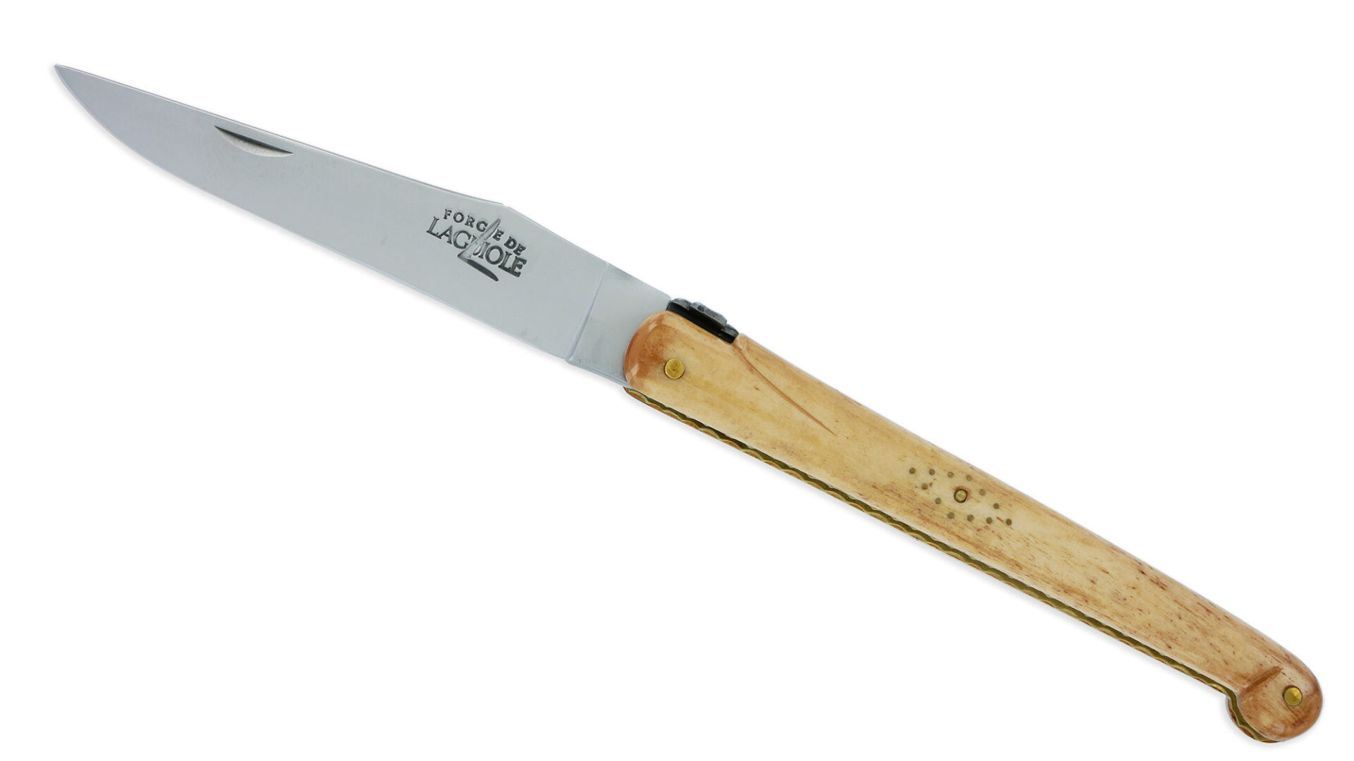 Couteau Forge de Laguiole Couteau de la Chance Manche en Os Vieilli Plein Manche 1 Pièce 12 cm