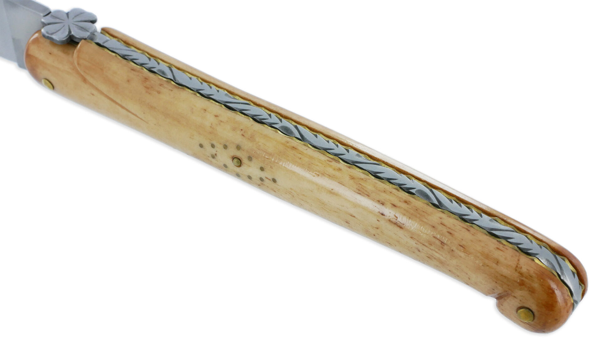 Couteau Forge de Laguiole Couteau de la Chance Manche en Os Vieilli Plein Manche 1 Pièce 12 cm