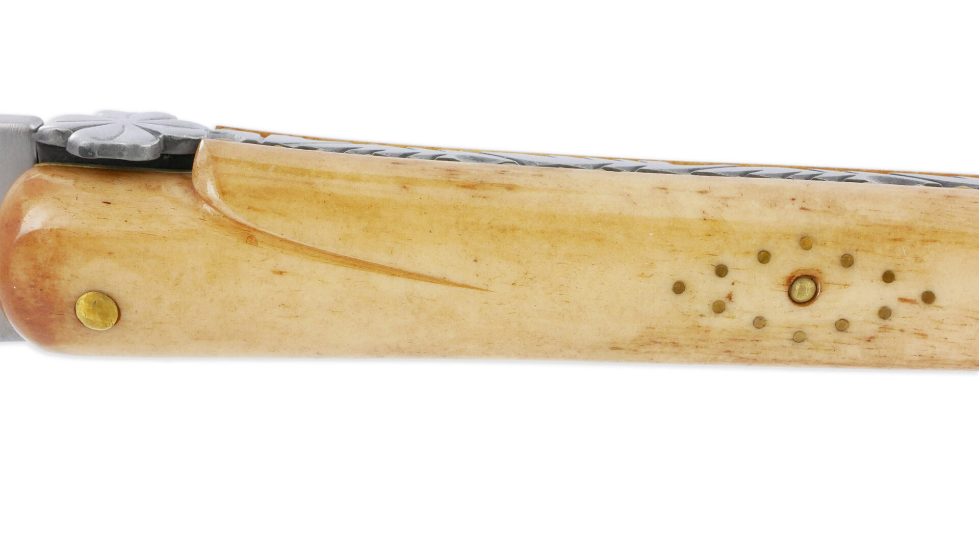 Couteau Forge de Laguiole Couteau de la Chance Manche en Os Vieilli Plein Manche 1 Pièce 12 cm