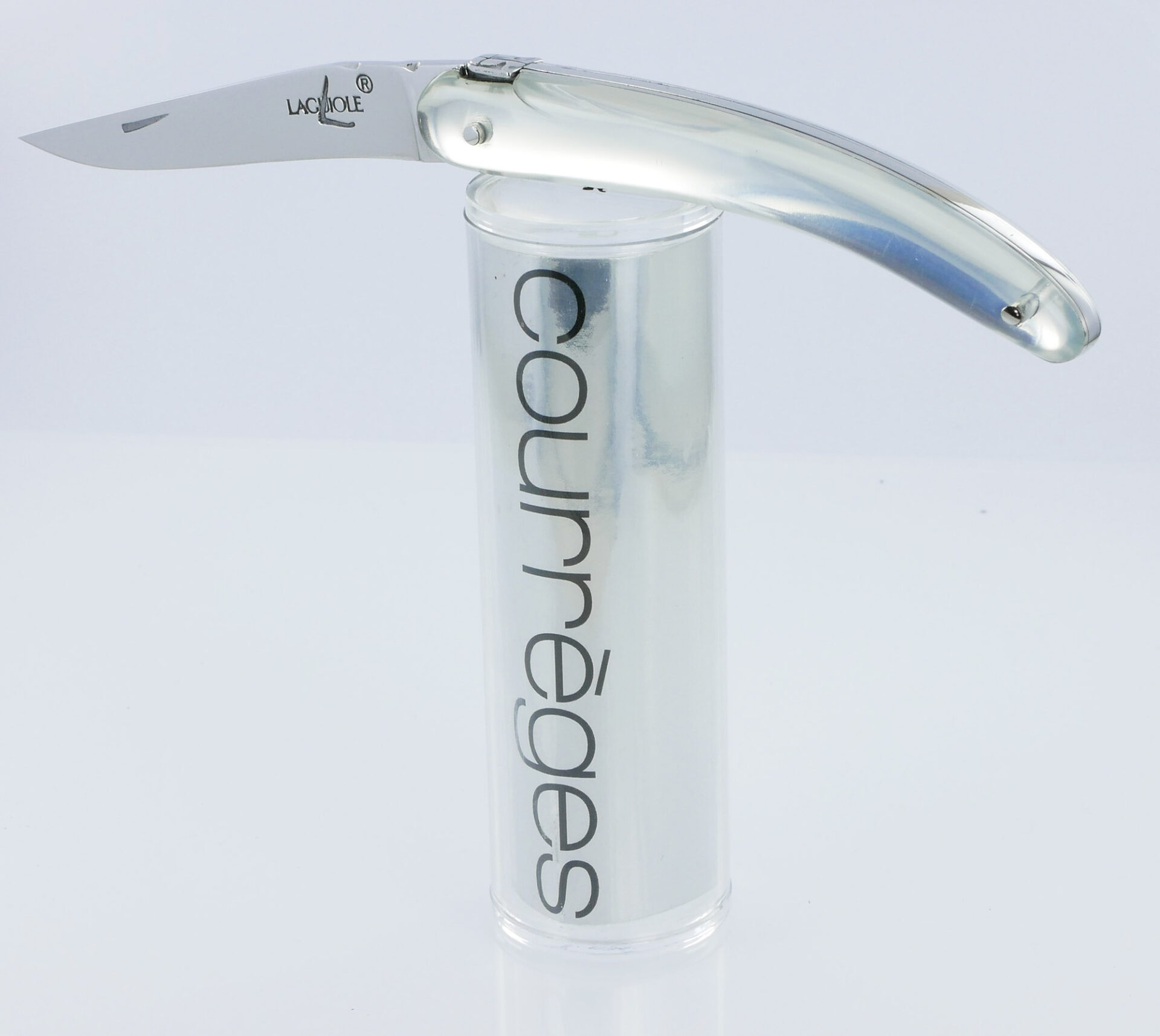 Couteau Forge de Laguiole de Poche COURREGES pour Femme Plein Manche Acrylique Miroir 1 Pièce Finition Brillante 9 cm