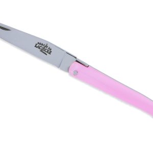 Couteau Forge de Laguiole de Poche Wilmotte pour Femme Plein Manche en Verre Acrylique Rose 1 Pièce Finition Brillante 9 cm