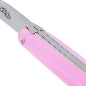 Couteau Forge de Laguiole de Poche Wilmotte pour Femme Plein Manche en Verre Acrylique Rose 1 Pièce Finition Brillante 9 cm