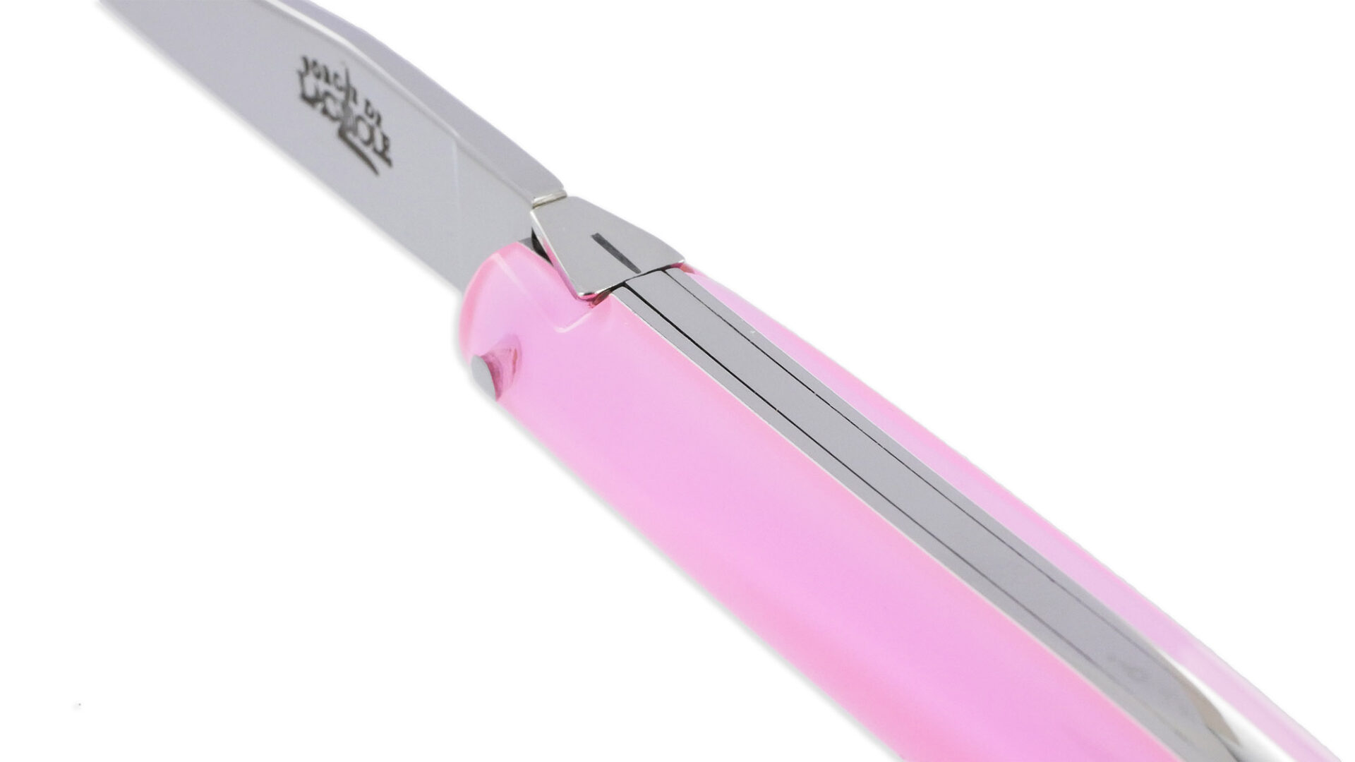Couteau Forge de Laguiole de Poche Wilmotte pour Femme Plein Manche en Verre Acrylique Rose 1 Pièce Finition Brillante 9 cm