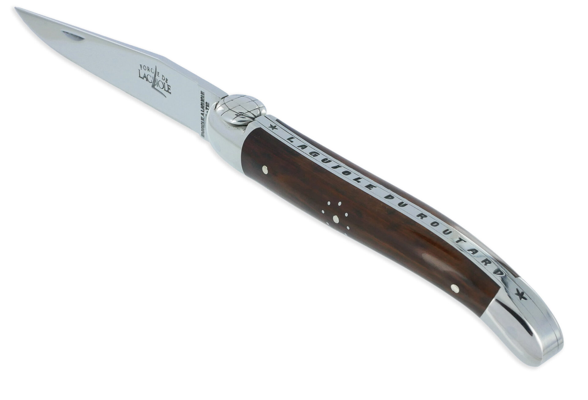 Couteau Forge de Laguiole Le Routard Manche en Amourette 1 Pièce 2 Mitres Inox Brillant 11cm