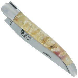 Couteau Forge de Laguiole Manche en Croute de Bélier 1 Pièce Inox Brossé 12cm