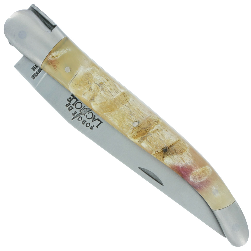 Couteau Forge de Laguiole Manche en Croute de Bélier 1 Pièce Inox Brossé 12cm
