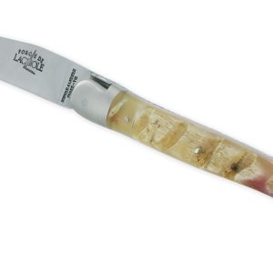 Couteau Forge de Laguiole Manche en Croute de Bélier 1 Pièce Inox Brossé 12cm