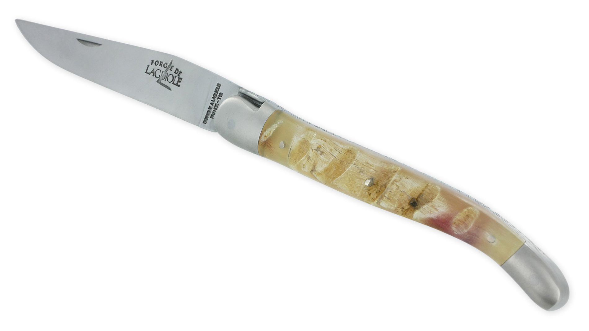 Couteau Forge de Laguiole Manche en Croute de Bélier 1 Pièce Inox Brossé 12cm