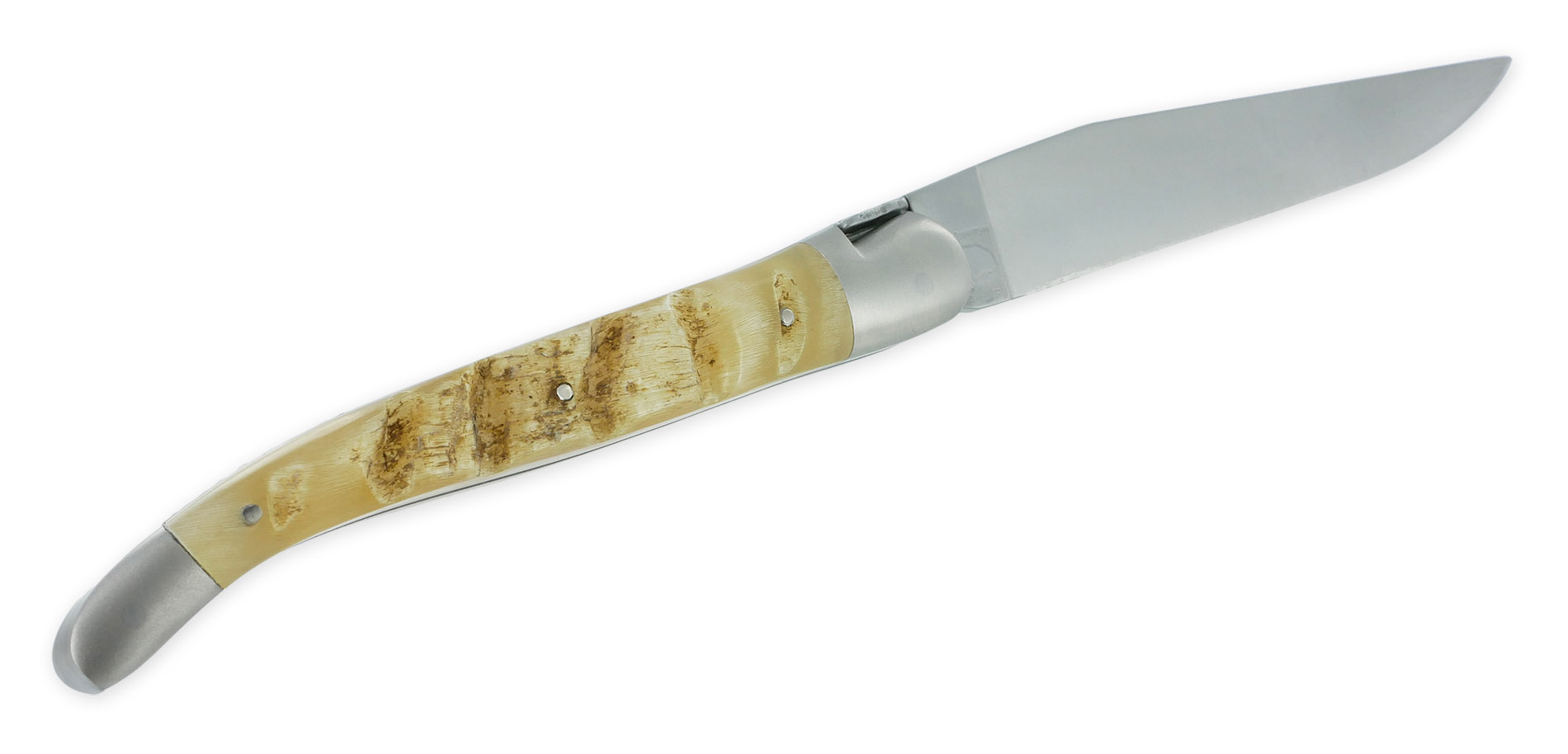 Couteau Forge de Laguiole Manche en Croute de Bélier 1 Pièce Inox Brossé 12cm
