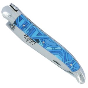Couteau Forge de Laguiole Seize Véga Manche en Acrylique Design SEIZE HAPPYWALLMAKER 1 Pièce 2 Mitres en Inox Brillant 11cm