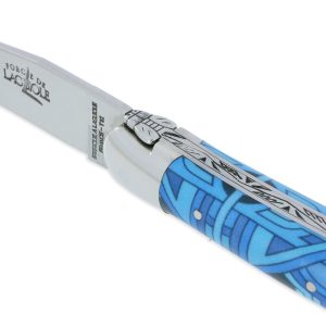 Couteau Forge de Laguiole Seize Véga Manche en Acrylique Design SEIZE HAPPYWALLMAKER 1 Pièce 2 Mitres en Inox Brillant 11cm