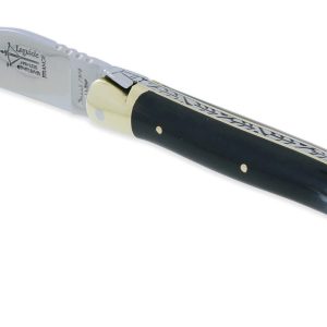Couteau Laguiole d'Antan Manche en Corne de Buffle 1 Mitre Laiton Brillant 1 Pièce 12cm