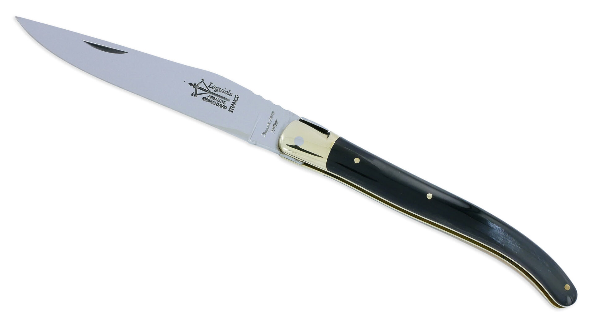 Couteau Laguiole d'Antan Manche en Corne de Buffle 1 Mitre Laiton Brillant 1 Pièce 12cm