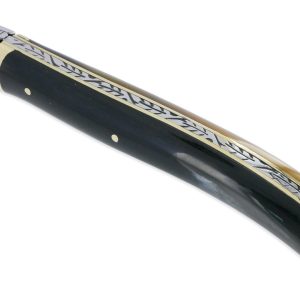 Couteau Laguiole d'Antan Manche en Corne de Buffle 1 Mitre Laiton Brillant 1 Pièce 12cm