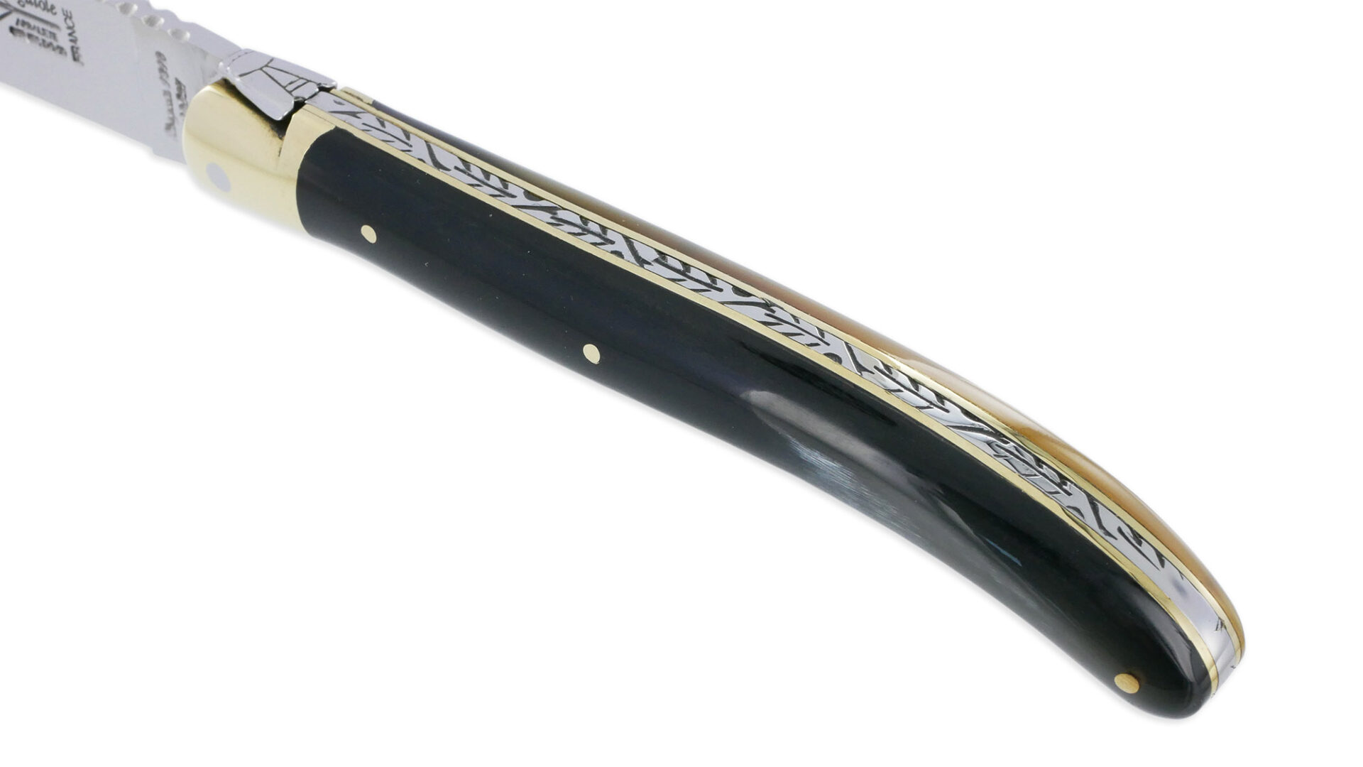 Couteau Laguiole d'Antan Manche en Corne de Buffle 1 Mitre Laiton Brillant 1 Pièce 12cm