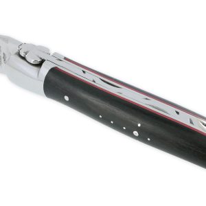 Couteau Laguiole Arbalète Manche Ebène 2 Mitres Inox Brillant Entretoises rouge 1 Pièce 12cm