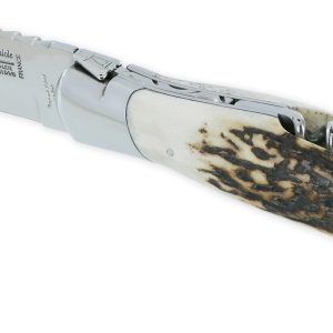 Couteau Laguiole de Chasse Arbalète avec Tire Bouchon Manche Bois de cerf 12cm Finition Brillante