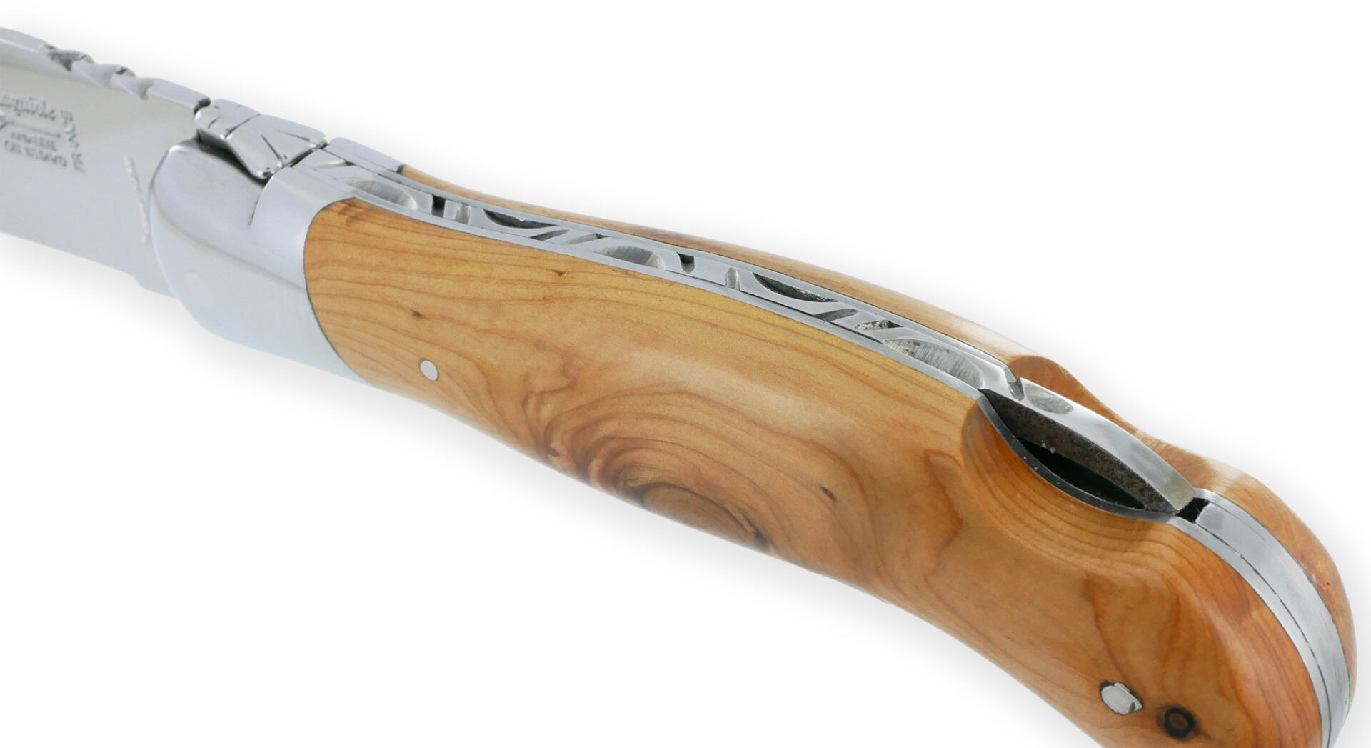 Couteau Laguiole de Chasse Arbalète Manche Genévrier Inox Brillant 12cm