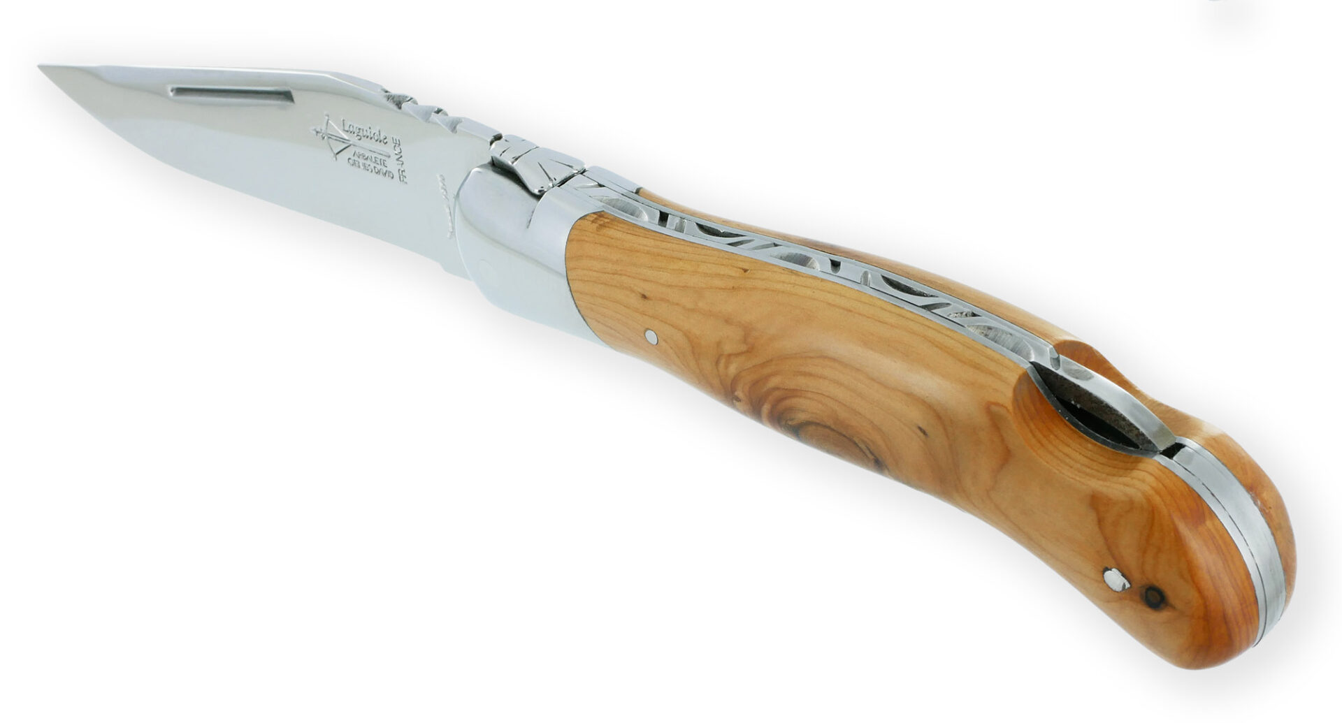 Couteau Laguiole de Chasse Arbalète Manche Genévrier Inox Brillant 12cm