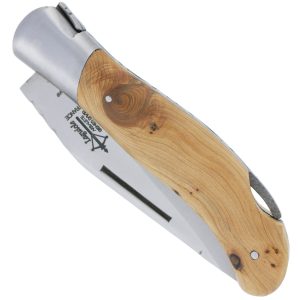 Couteau Laguiole de Chasse Arbalète Manche Genévrier Inox Brossé 12cm