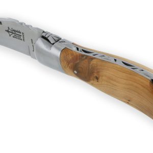 Couteau Laguiole de Chasse Arbalète Manche Genévrier Inox Brossé 12cm
