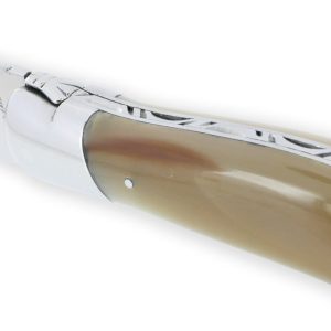 Couteau Laguiole de Chasse Arbalète Manche Pointe de Corne 12cm
