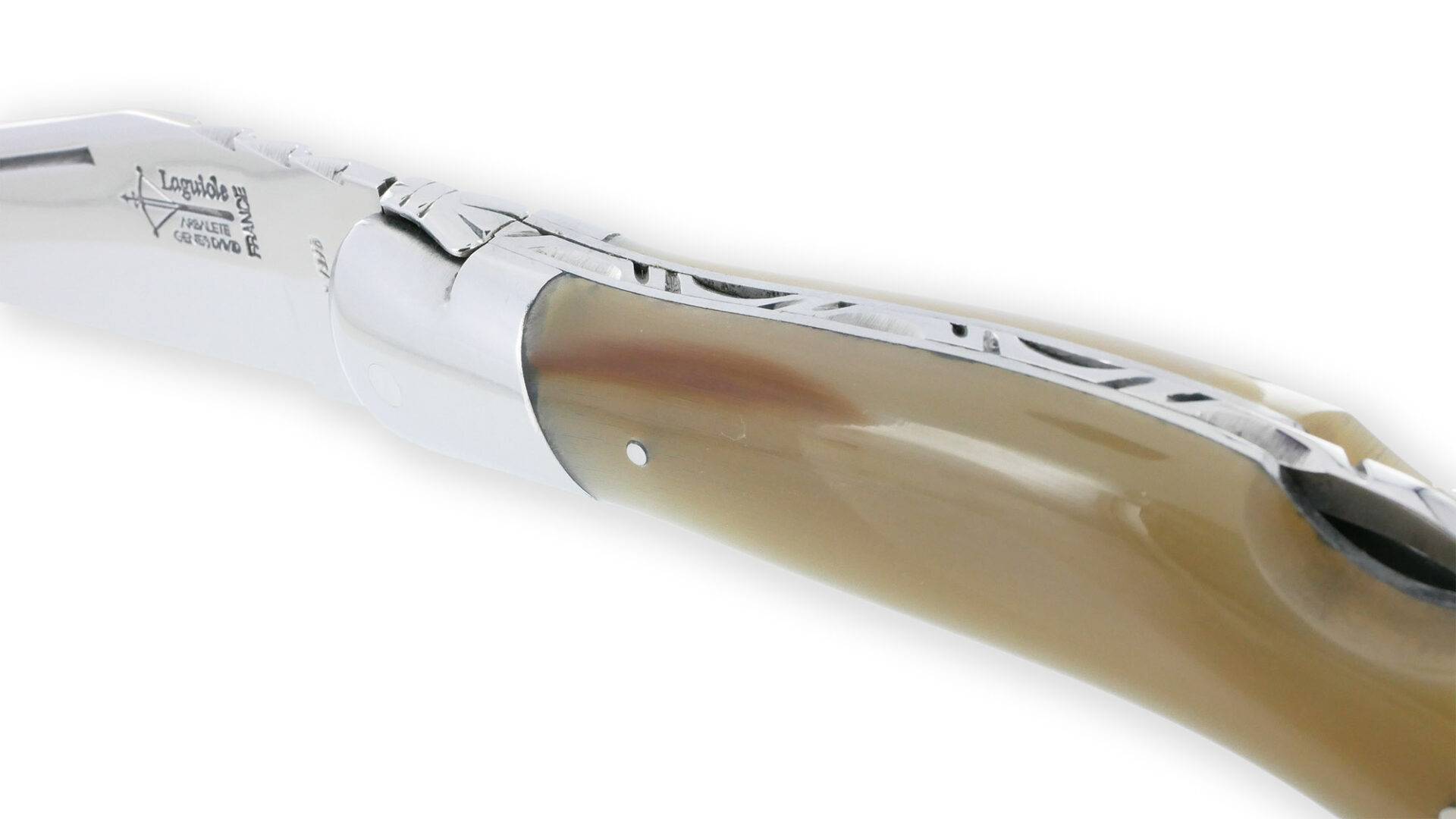 Couteau Laguiole de Chasse Arbalète Manche Pointe de Corne 12cm