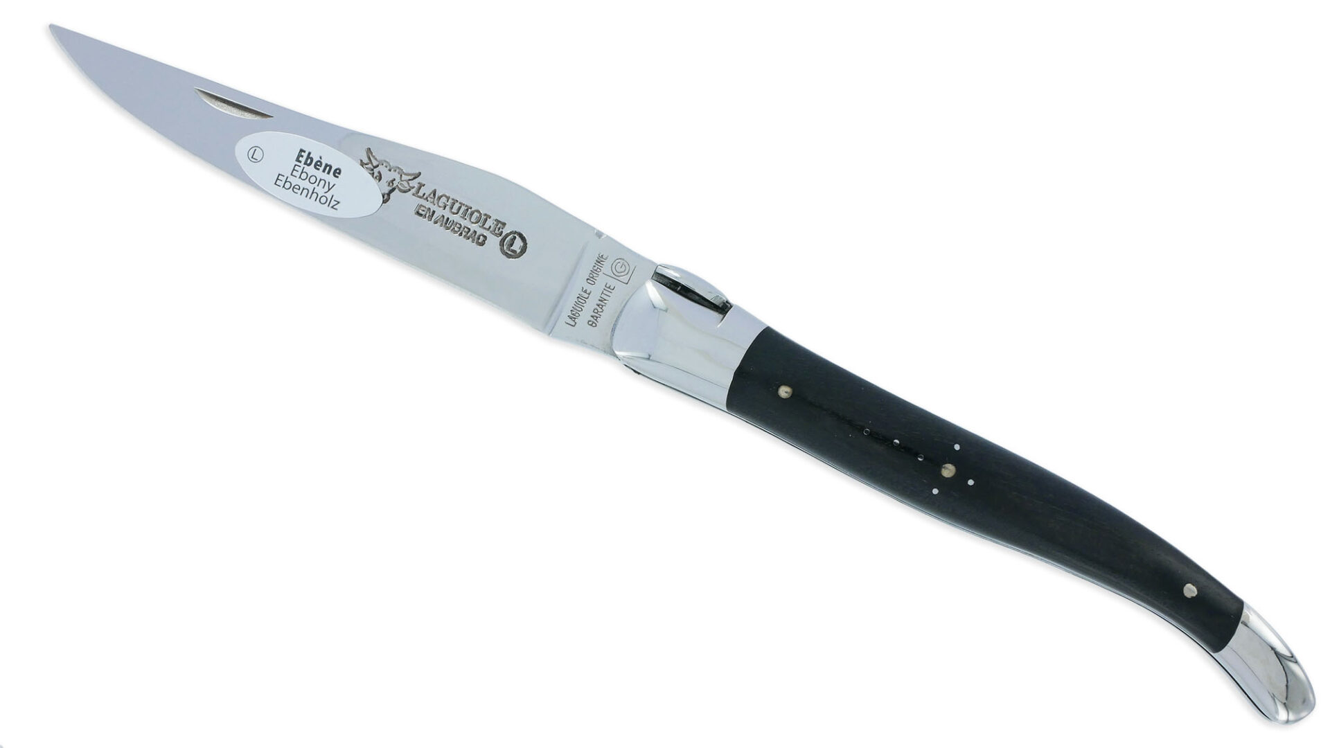 Couteau Laguiole en Aubrac 1 Pièce 12 cm Ballon de Rugby Manche Ebène 2 Mitres Inox Brillant