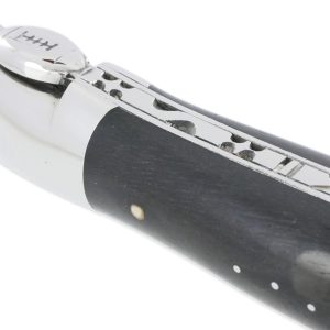 Couteau Laguiole en Aubrac 1 Pièce 12 cm Ballon de Rugby Manche Ebène 2 Mitres Inox Brillant