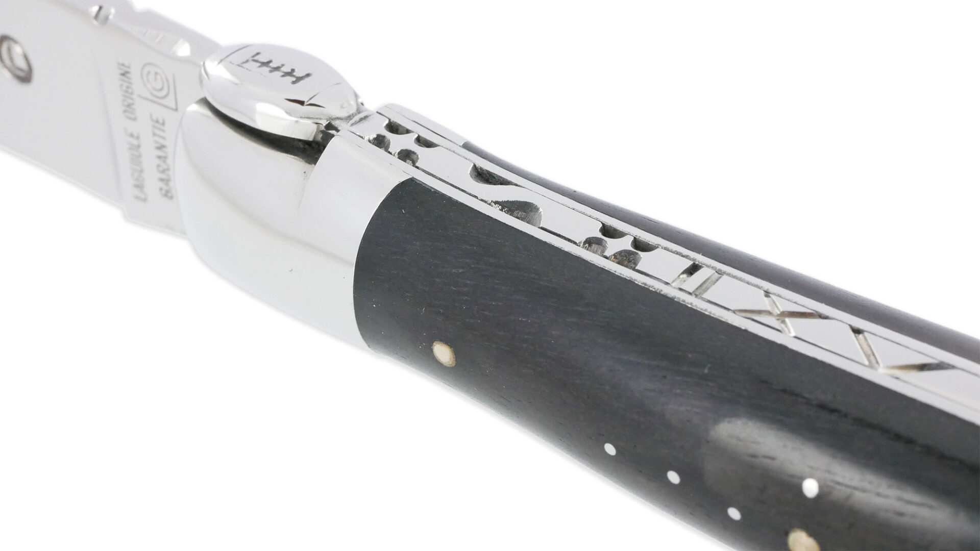 Couteau Laguiole en Aubrac 1 Pièce 12 cm Ballon de Rugby Manche Ebène 2 Mitres Inox Brillant