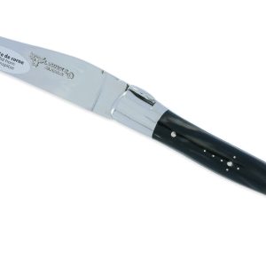 Couteau Laguiole en Aubrac 1 Pièce 12 cm Ballon de Rugby Manche Pointe de Corne 2 Mitres Inox Brillant
