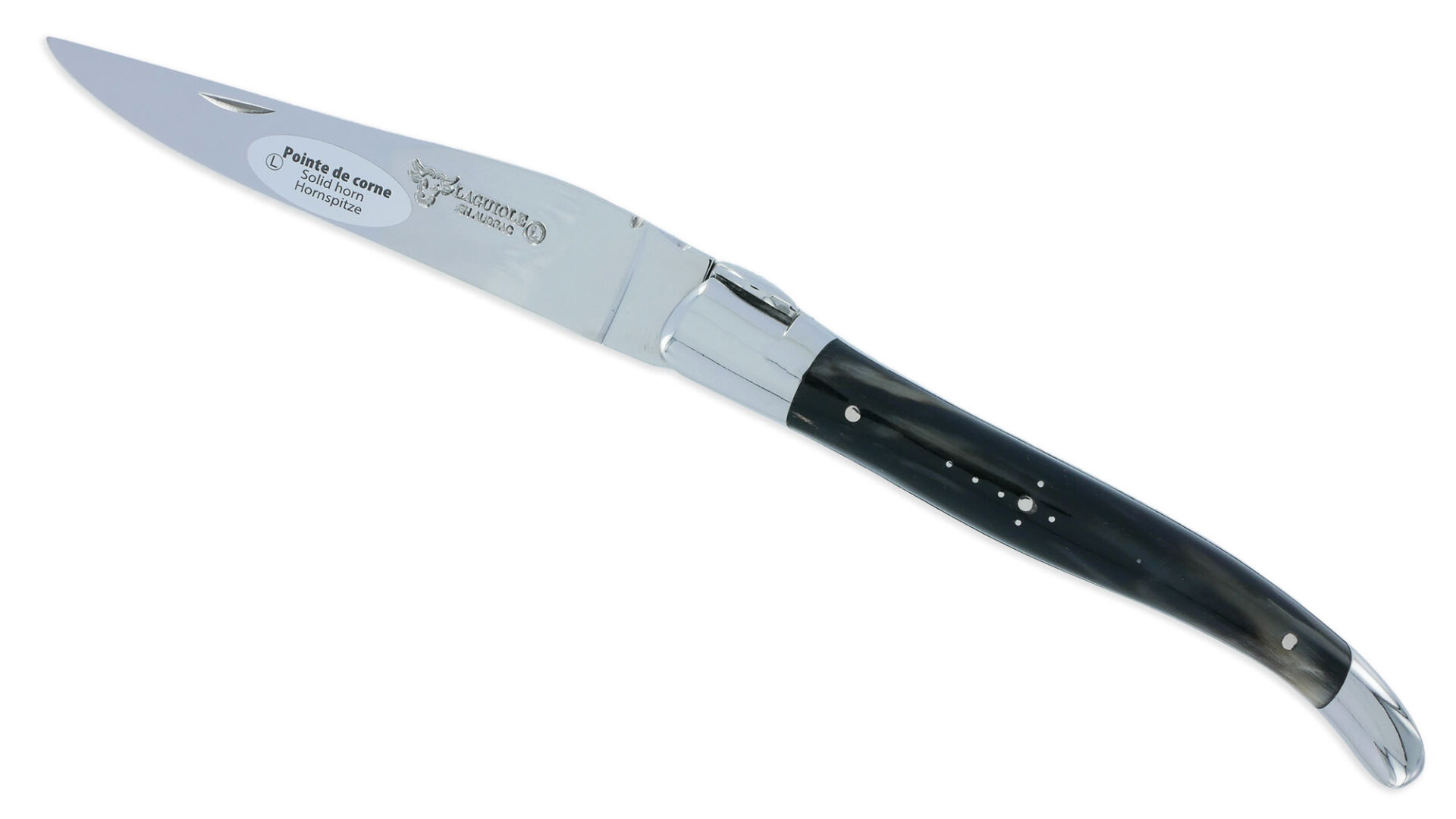 Couteau Laguiole en Aubrac 1 Pièce 12 cm Ballon de Rugby Manche Pointe de Corne 2 Mitres Inox Brillant