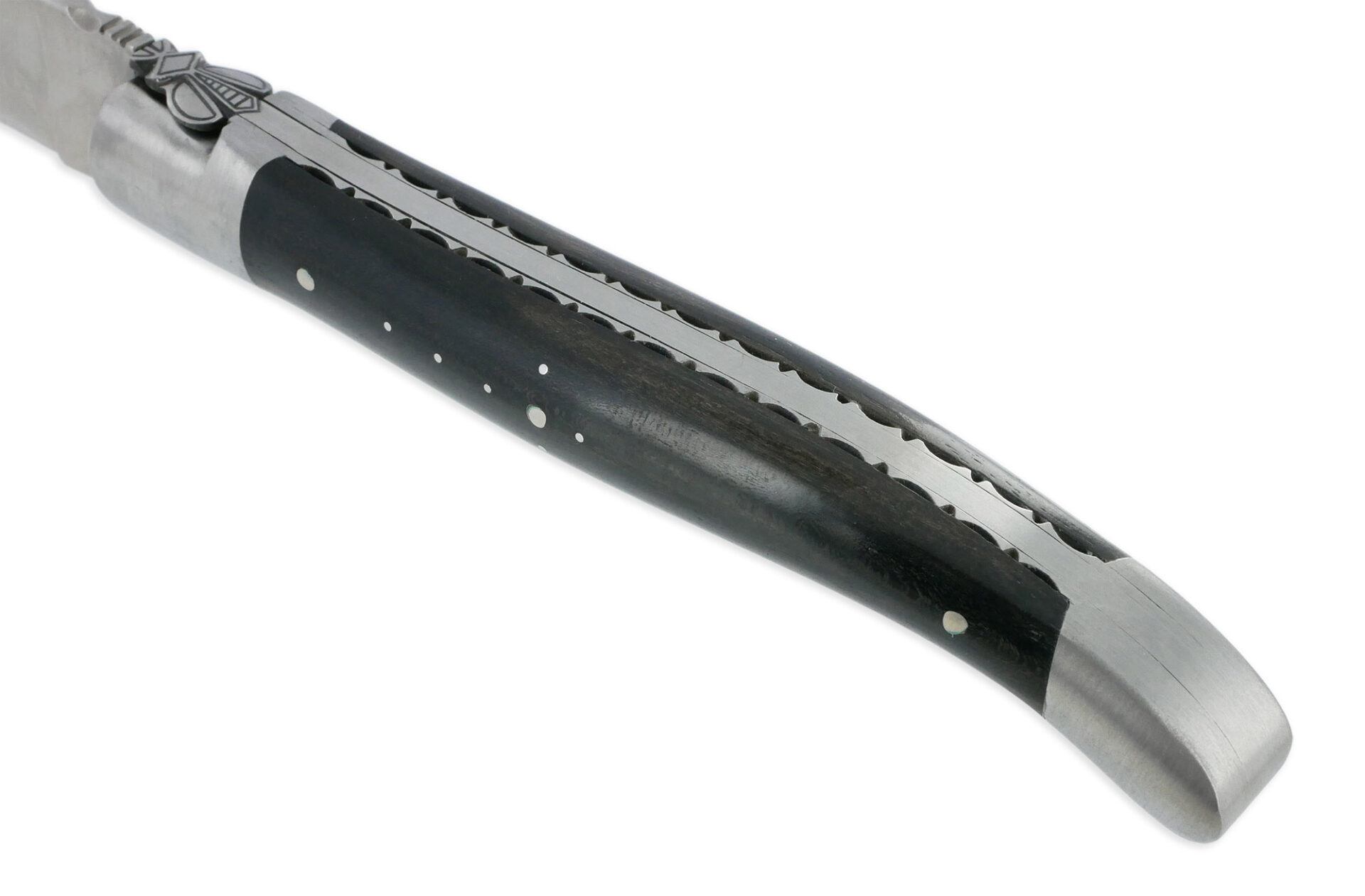 Couteau Laguiole en Aubrac 1 Pièce 12 cm Ebène 1 Mitre Inox Brossé Décoration Guêpe