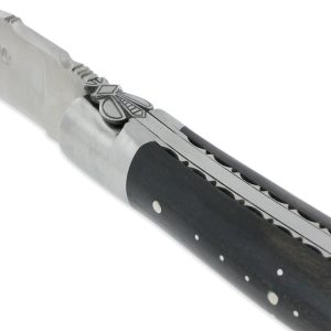 Couteau Laguiole en Aubrac 1 Pièce 12 cm Ebène 1 Mitre Inox Brossé Décoration Guêpe