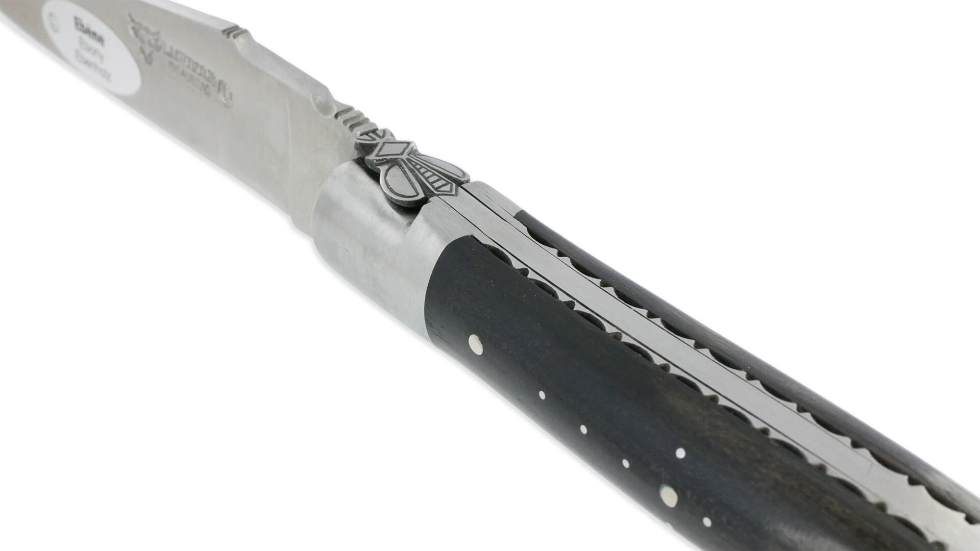 Couteau Laguiole en Aubrac 1 Pièce 12 cm Ebène 1 Mitre Inox Brossé Décoration Guêpe
