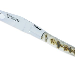 Couteau Laguiole en Aubrac 1 Pièce 12 cm Manche Croute de Bélier d’Ecosse 2 Mitres Inox Brillant
