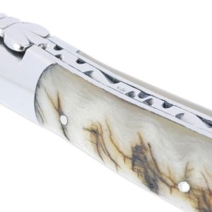 Couteau Laguiole en Aubrac 1 Pièce 12 cm Manche Croute de Bélier d’Ecosse 2 Mitres Inox Brillant