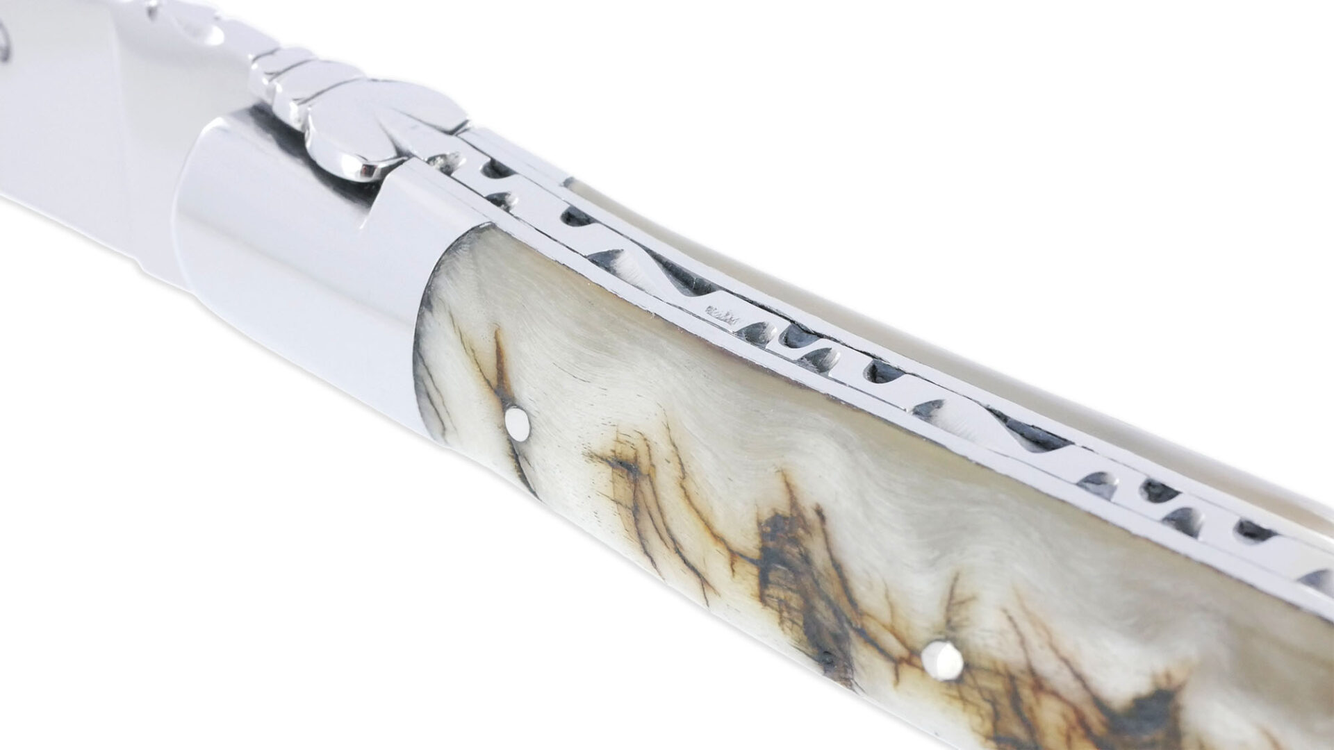 Couteau Laguiole en Aubrac 1 Pièce 12 cm Manche Croute de Bélier d’Ecosse 2 Mitres Inox Brillant