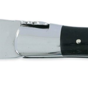 Couteau Laguiole en Aubrac 1 Pièce 12 cm Manche Ebène Marqueterie Truite en Etain 2 Mitres Inox Brillant