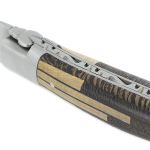 Couteau Laguiole en Aubrac 1 Pièce 12 cm Manche Marqueterie Puzzle Etincelle 2 Mitres Inox Brossé
