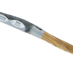 Couteau Laguiole en Aubrac 1 Pièce 12 cm Manche Olivier Lame Brut de Forge 2 Mitres Inox Brossé