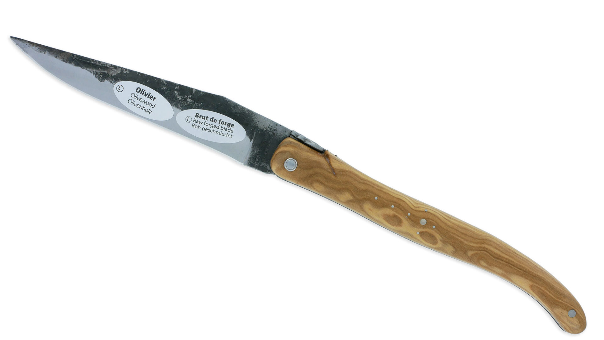 Couteau Laguiole en Aubrac 1 Pièce 12 cm Olivier Plein Manche Lame Brute de Forge