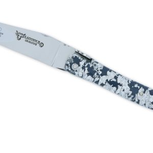 Couteau Laguiole en Aubrac 1 Pièce 12 cm Plein Manche Acrylique Pailleté Argent Finition Brillante